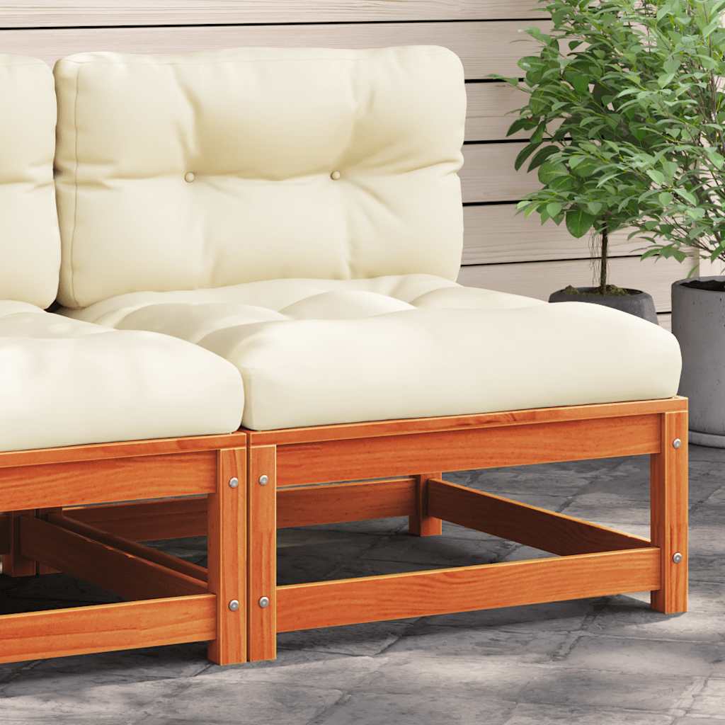 Garten-Mittelsofa mit Anthrazit Kissen Weiß Massivholz Kiefer