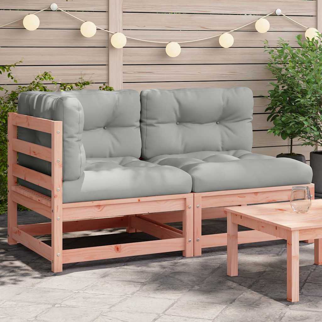 Garten-Mittelsofa mit Anthrazit Kissen Weiß Massivholz Kiefer