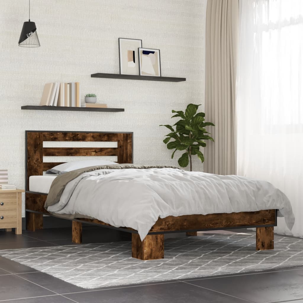 Bettgestell Sonoma-Eiche 200x200 cm Holzwerkstoff und Metall