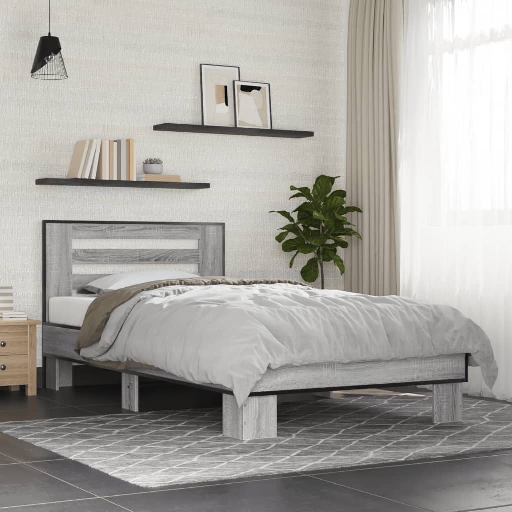 Bettgestell Sonoma-Eiche 200x200 cm Holzwerkstoff und Metall