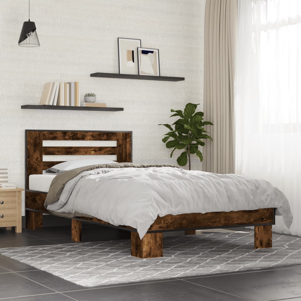 Bettgestell Sonoma-Eiche 200x200 cm Holzwerkstoff und Metall