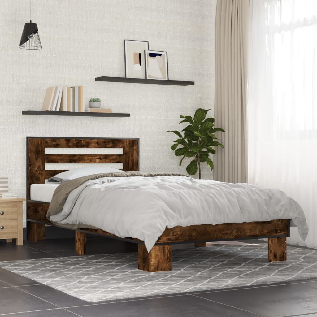 Bettgestell Sonoma-Eiche 200x200 cm Holzwerkstoff und Metall