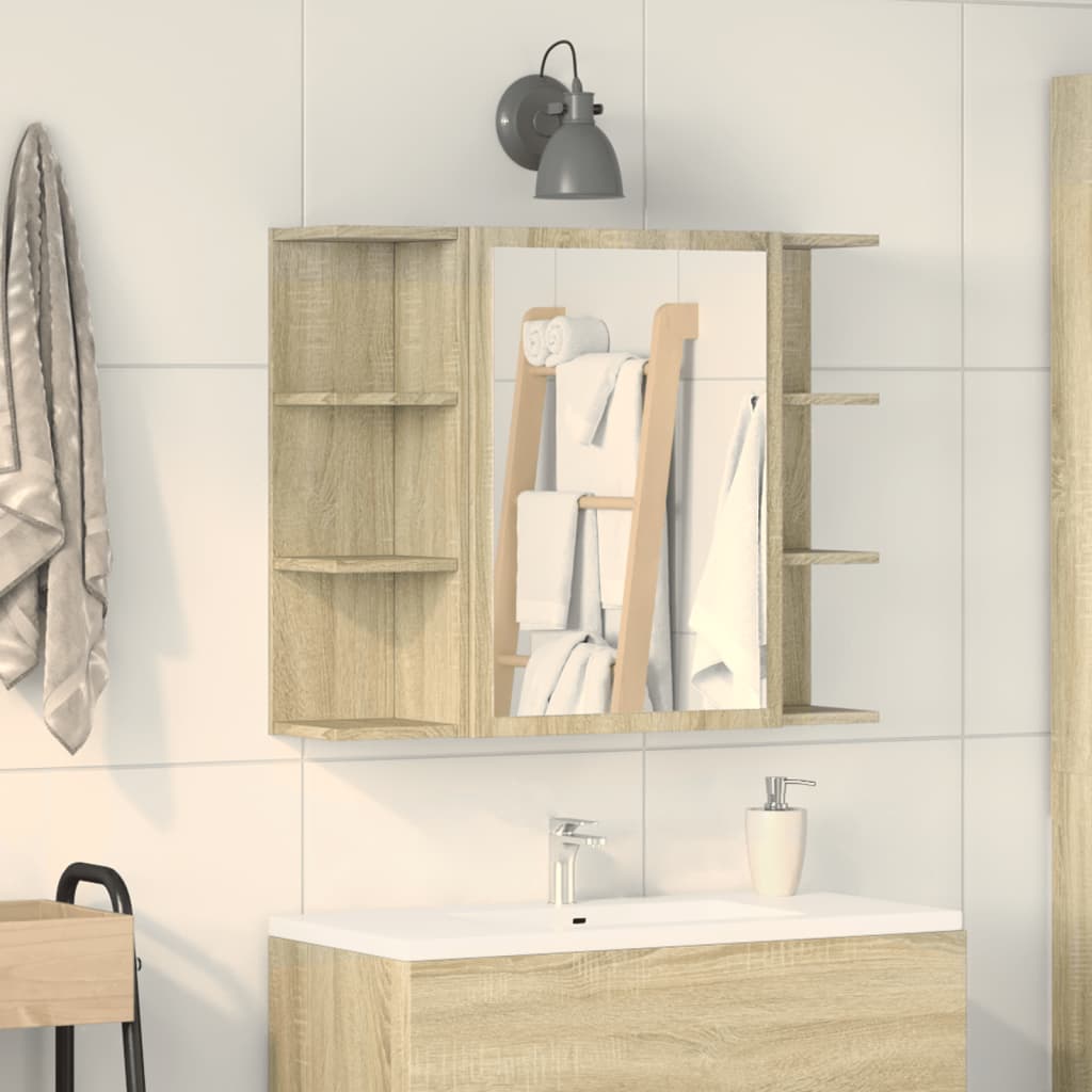 Bad-Spiegelschrank Weiß 80x20,5x64 cm Holzwerkstoff