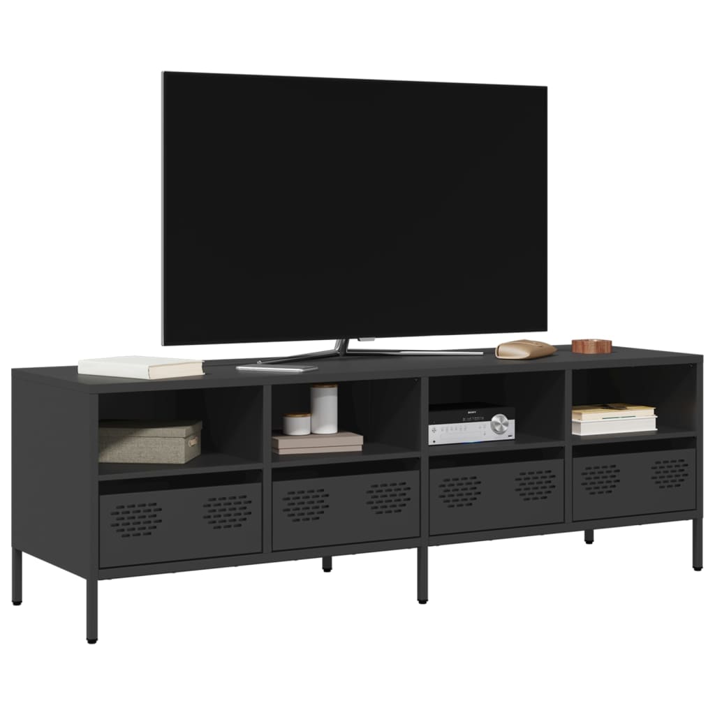 vidaXL TV-Schrank Schwarz 202x39x43,5 cm Kaltgewalzter Stahl