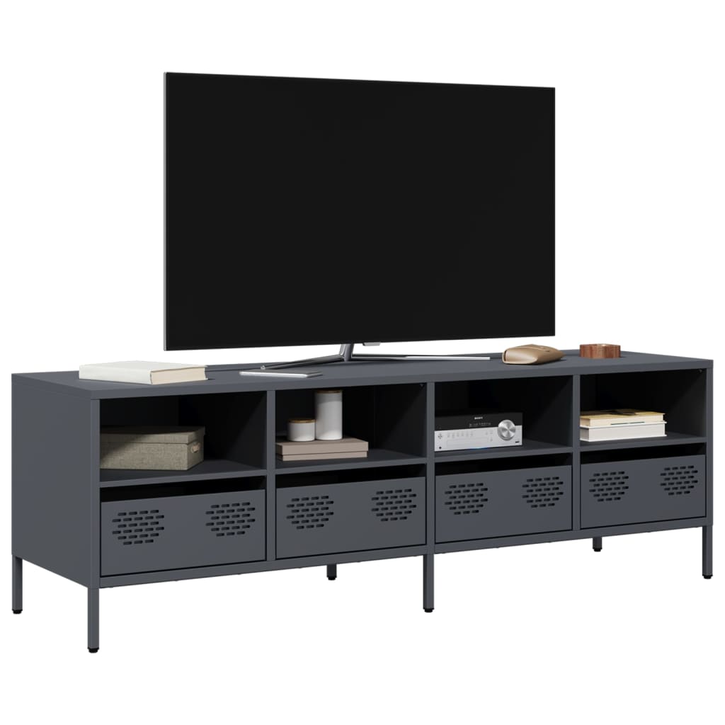 vidaXL TV-Schrank Schwarz 202x39x43,5 cm Kaltgewalzter Stahl