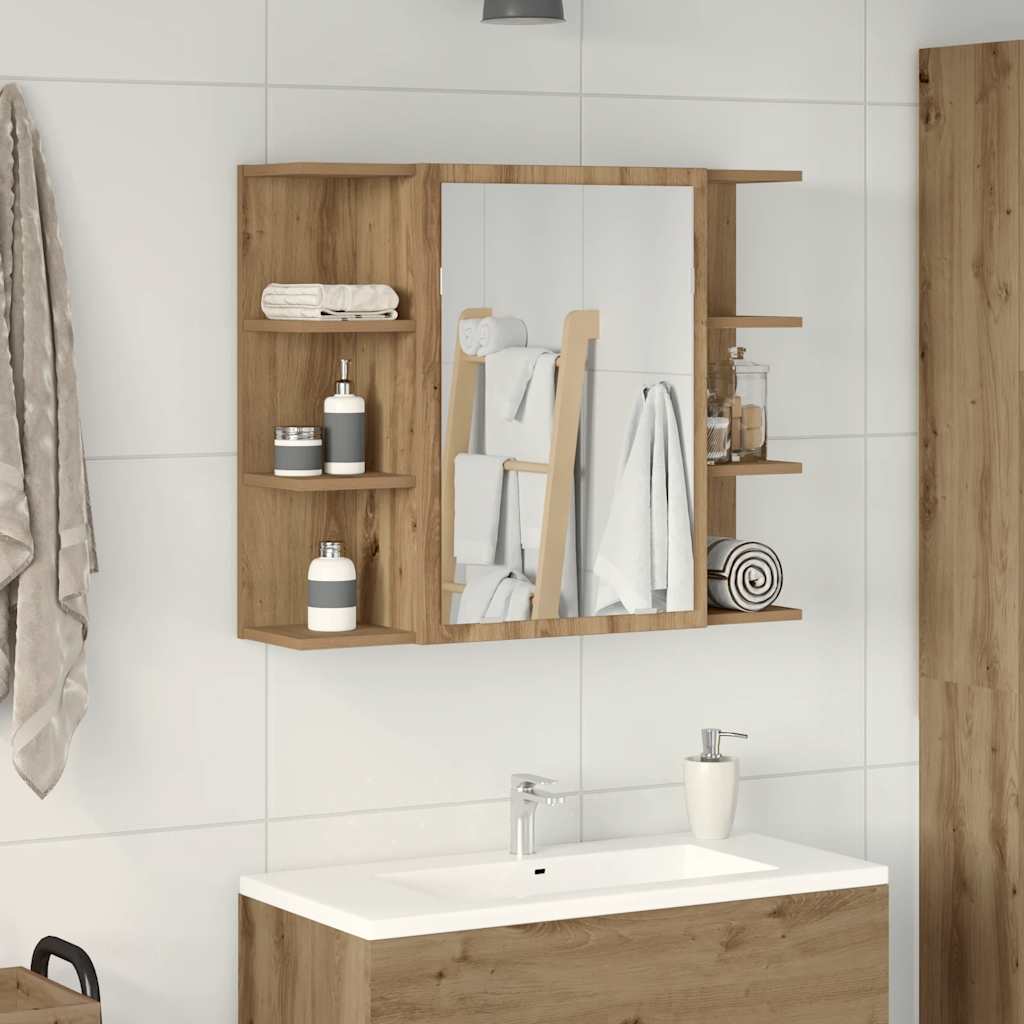 Bad-Spiegelschrank Weiß 80x20,5x64 cm Holzwerkstoff