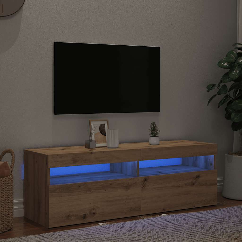 TV-Schrank mit LED-Leuchten Weiß 120x35x40 cm