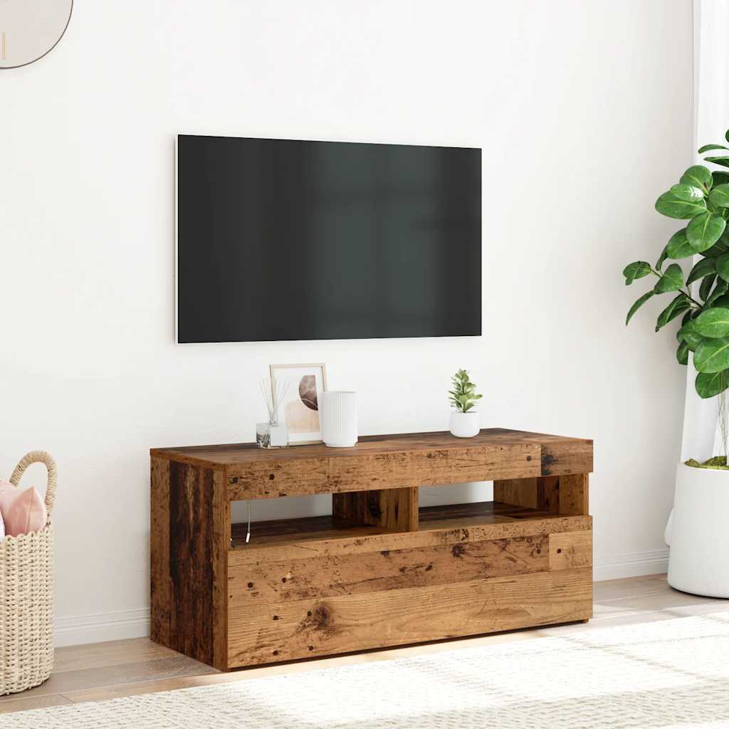 TV-Schrank mit LED-Leuchten Weiß 120x35x40 cm