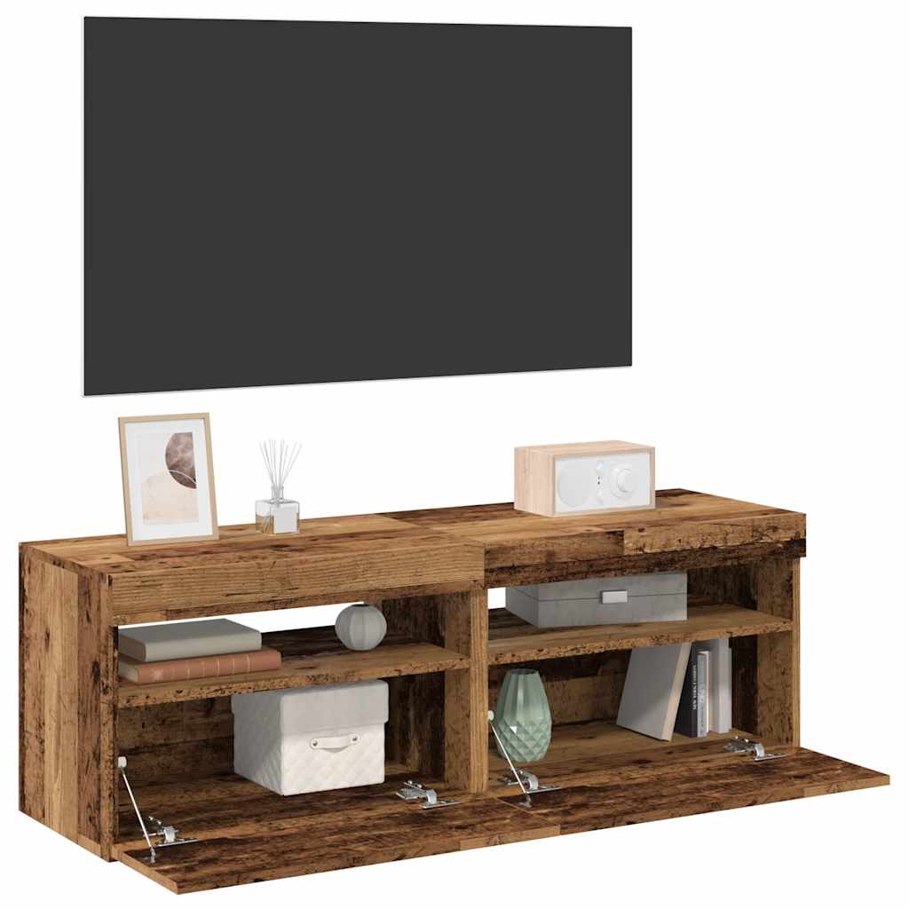 TV-Schrank mit LED-Leuchten Weiß 120x35x40 cm