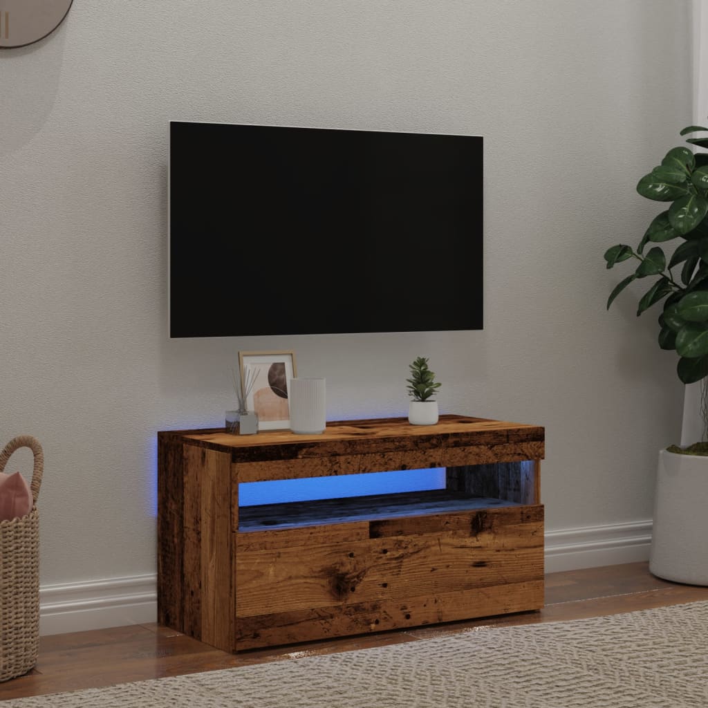 TV-Schrank mit LED-Leuchten Weiß 120x35x40 cm