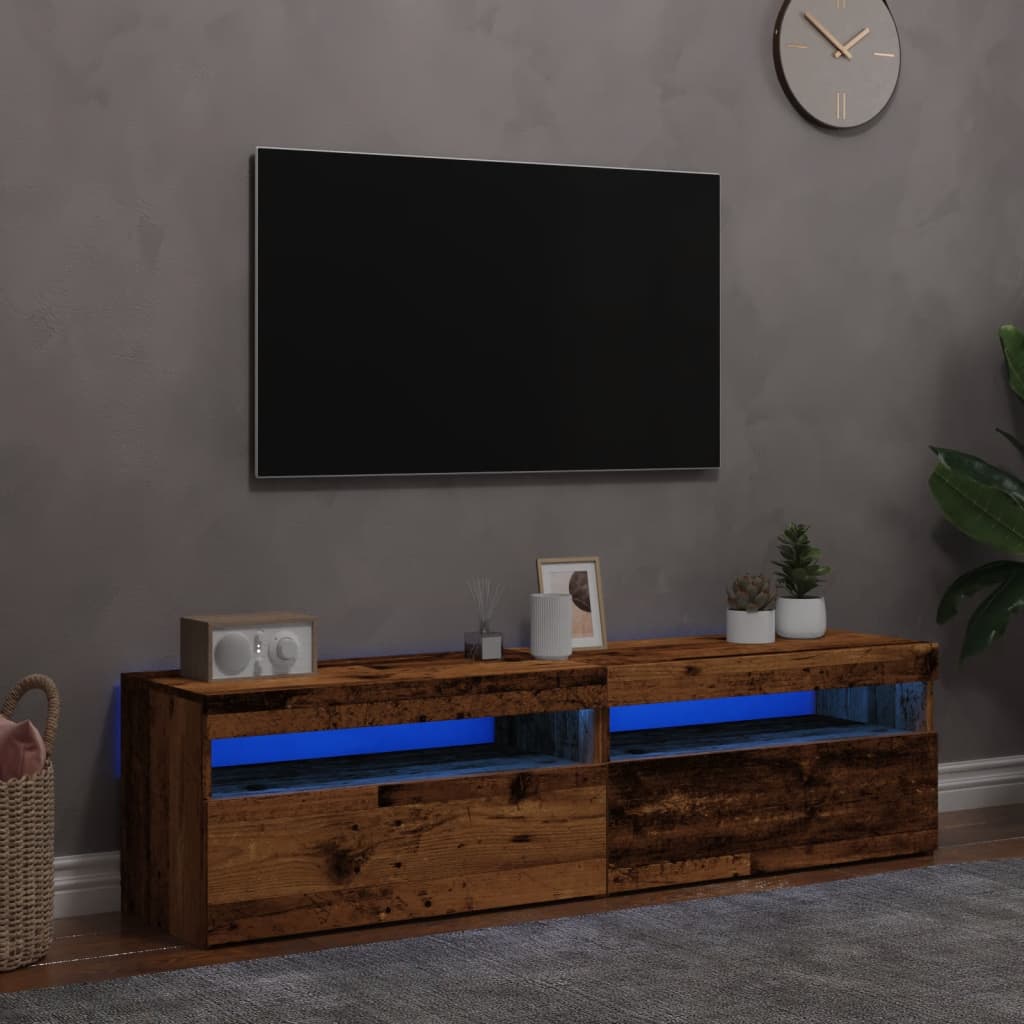 TV-Schrank mit LED-Leuchten Weiß 120x35x40 cm