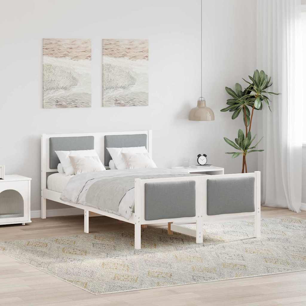 vidaXL Bettrahmen mit Kopfteil Hellgrau 200 x 200 cm Stoff